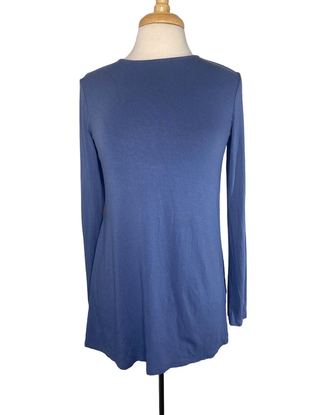 J.JILL Wearever Collection Slate Blue Tie Back Long Sleeve Tunic Size XS Rayon